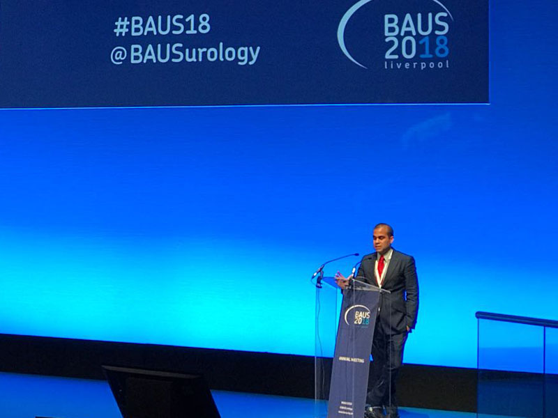 Marc presenting on the stage at BAUS
